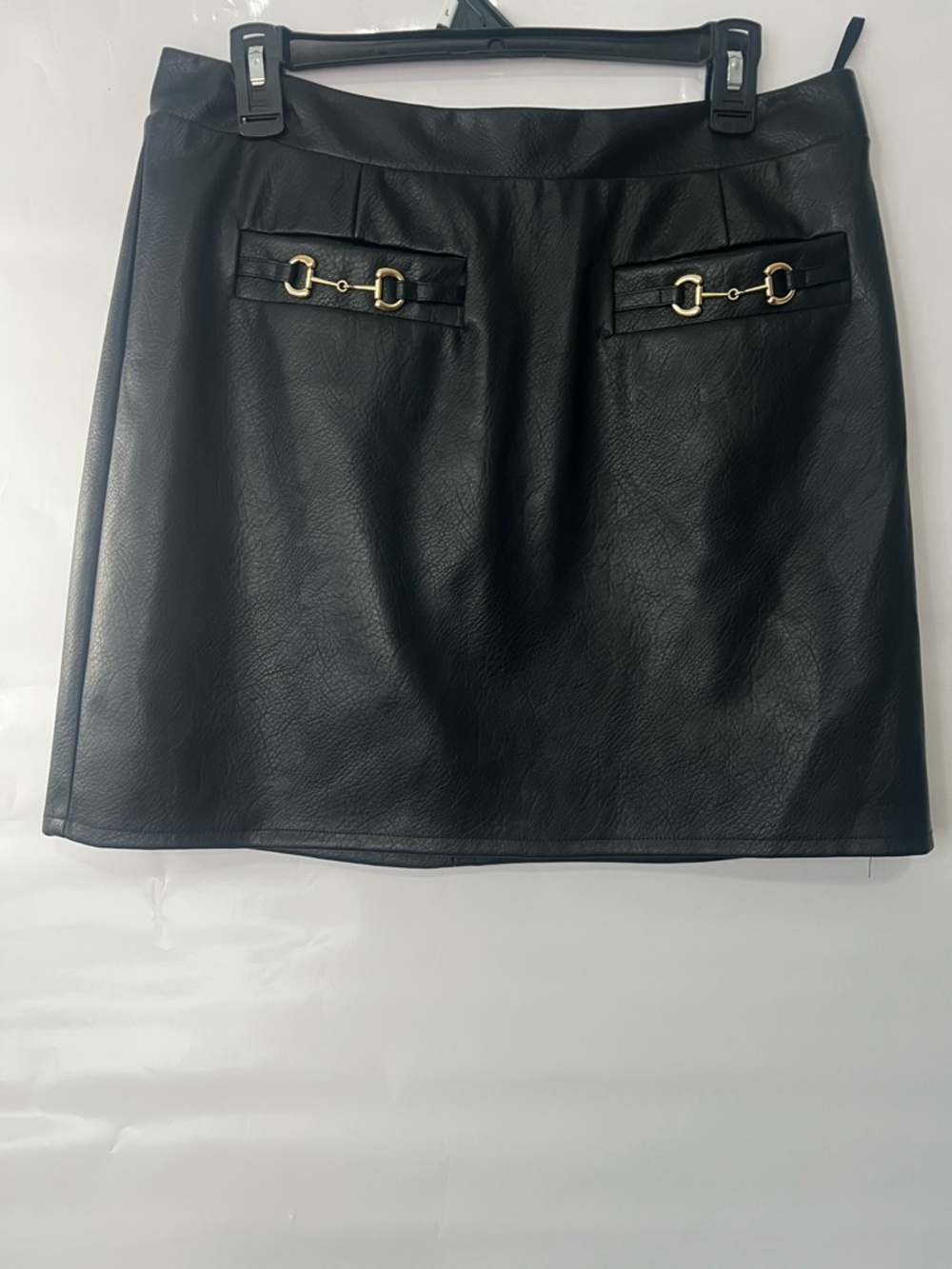 7 For All Mankind Horsebit Mini Skirt Gold Hardware Edgy Statement Size L
